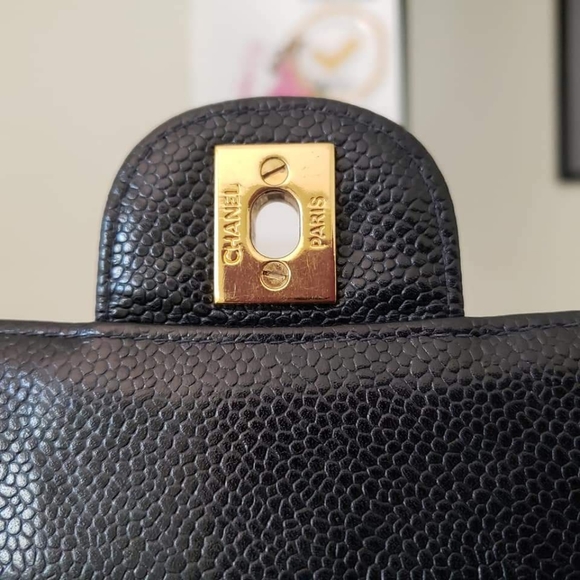 Chanel classic single flap black caviar gold hw bag jumbo - Picture 10 of 14